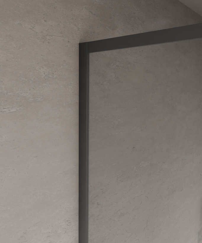 Evora - Fixed Shower Screen in Clear Glass, Gunmetal Frame