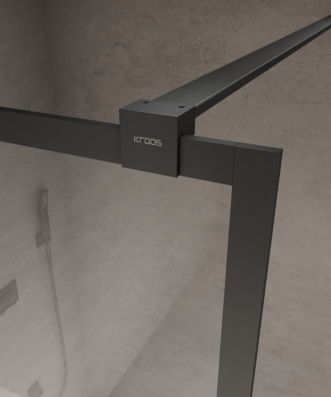 Evora - Fixed Shower Screen in Clear Glass, Gunmetal Frame