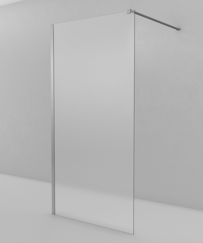 Tavira Fixed Ice Glass Shower Screen with Chrome Profile