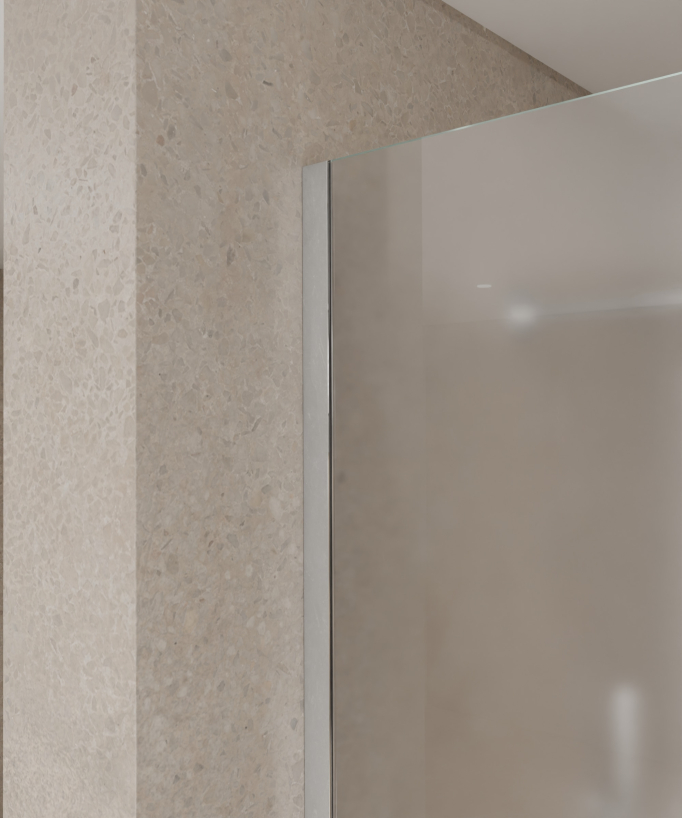 Tavira Fixed Ice Glass Shower Screen with Chrome Profile