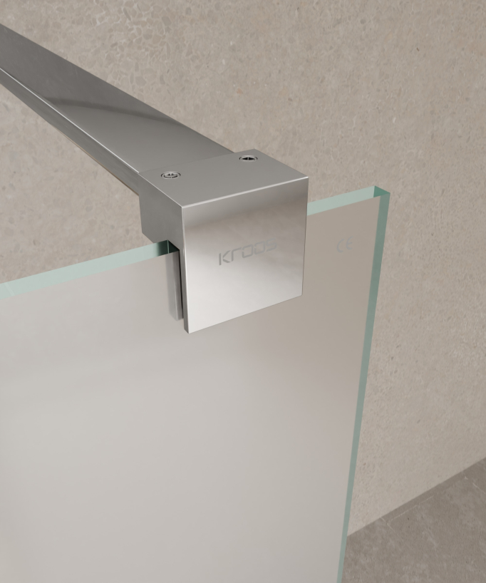Tavira Fixed Ice Glass Shower Screen with Chrome Profile