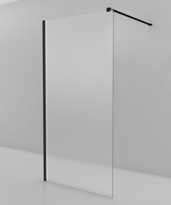 Tavira Fixed Ice Glass Shower Screen - Black