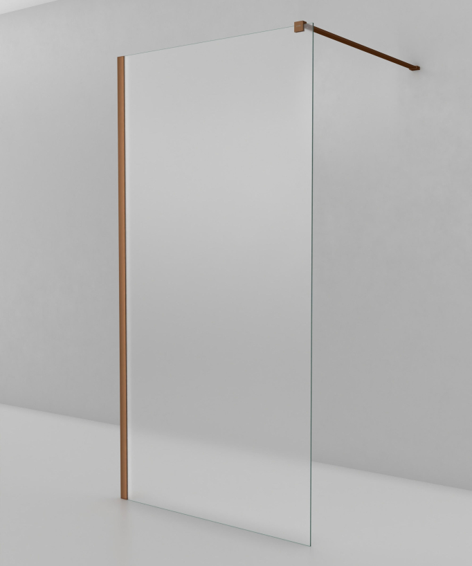 Tavira Wall-Mounted Ice Glass Shower Screen - Brushed Rose Gold