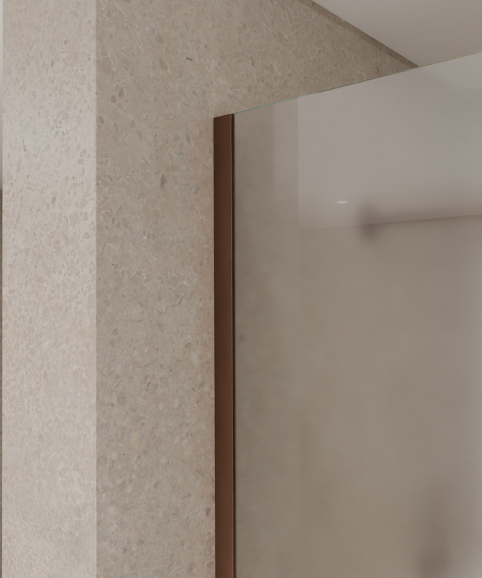 Tavira Wall-Mounted Ice Glass Shower Screen - Brushed Rose Gold