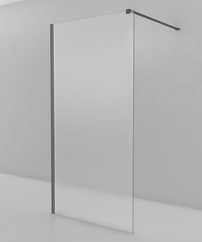 Tavira Fixed Ice Glass Shower Screen - Gunmetal Finish