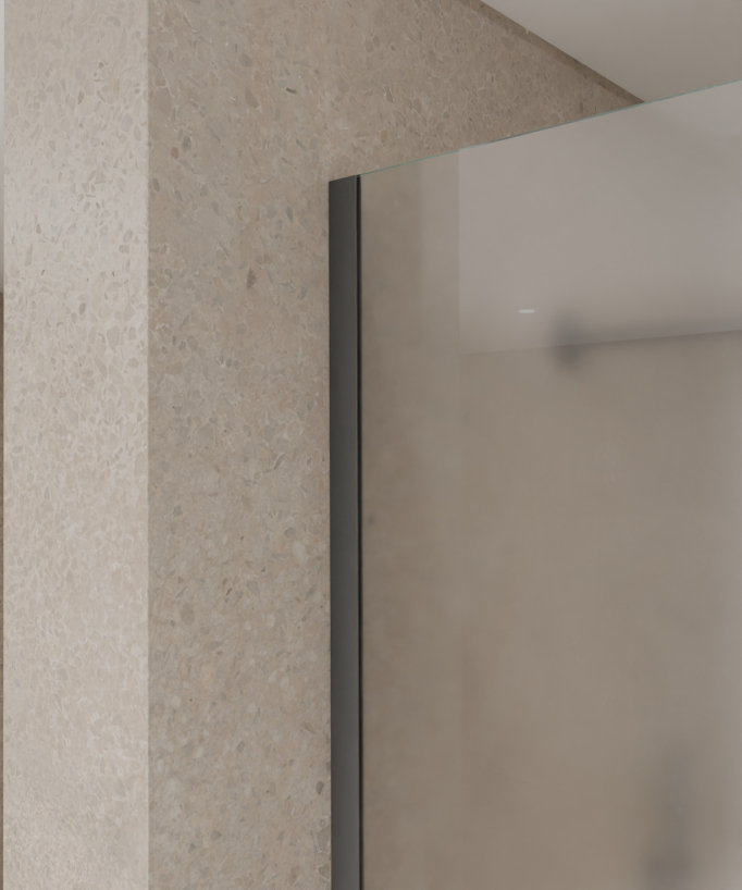 Tavira Fixed Ice Glass Shower Screen - Gunmetal Finish