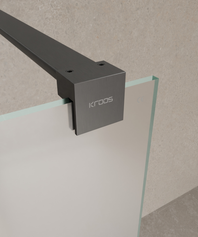 Tavira Fixed Ice Glass Shower Screen - Gunmetal Finish
