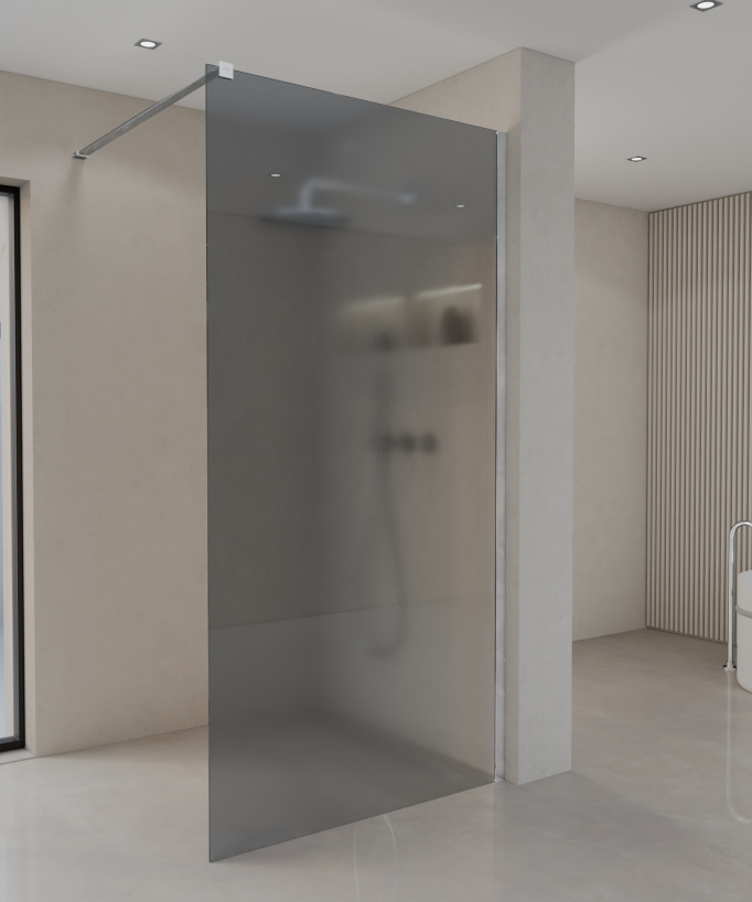Seia Smoked Glass Shower Screen with Chrome Profile