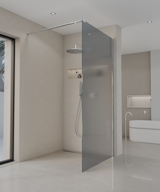 Seia Smoked Glass Shower Screen with Chrome Profile