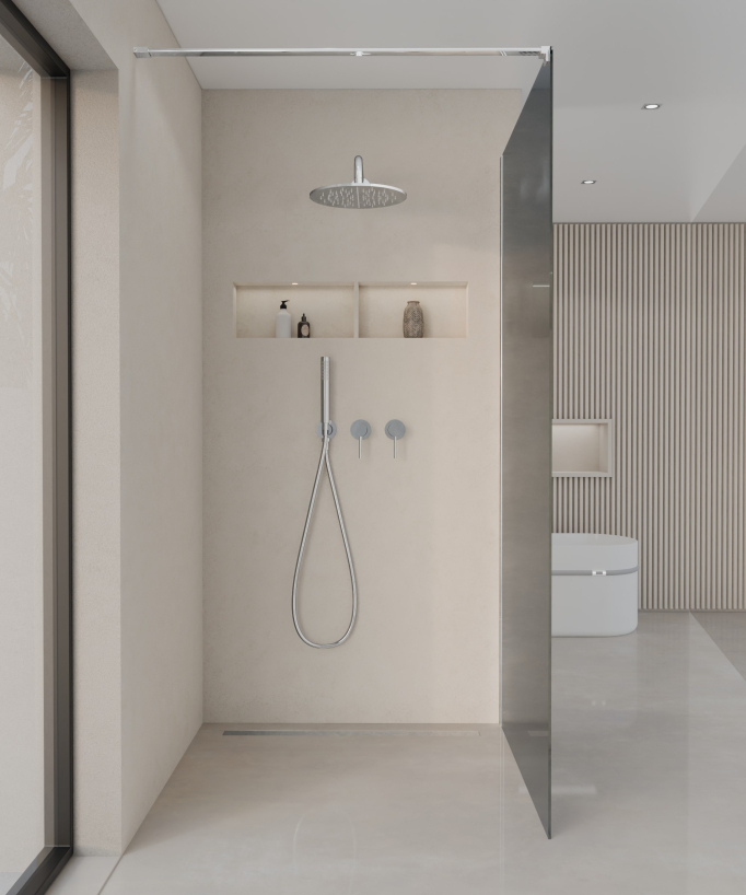 Seia Smoked Glass Shower Screen with Chrome Profile