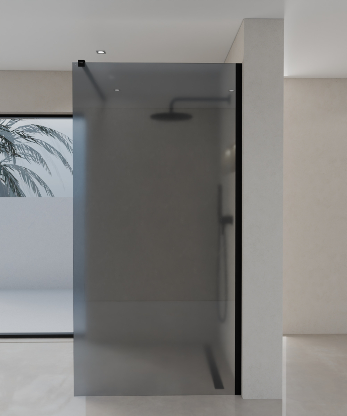 Paroi de douche Seia en verre fumé largeur de 70 à 120 cm et profilé noir ajustable