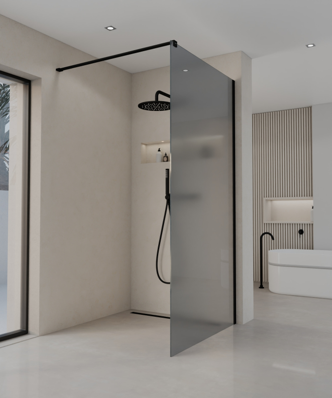 Seia Black Smoked Glass Shower Screen