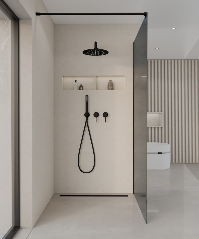 Seia Black Smoked Glass Shower Screen