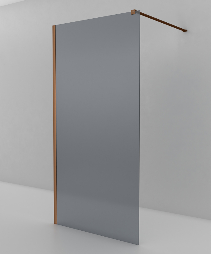 Seia Smoked Glass Shower Screen - Brushed Rose Gold Finish