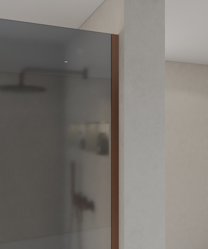 Seia Smoked Glass Shower Screen - Brushed Rose Gold Finish