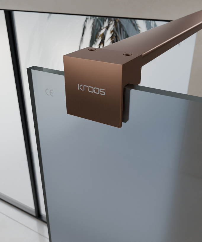 Seia Smoked Glass Shower Screen - Brushed Rose Gold Finish