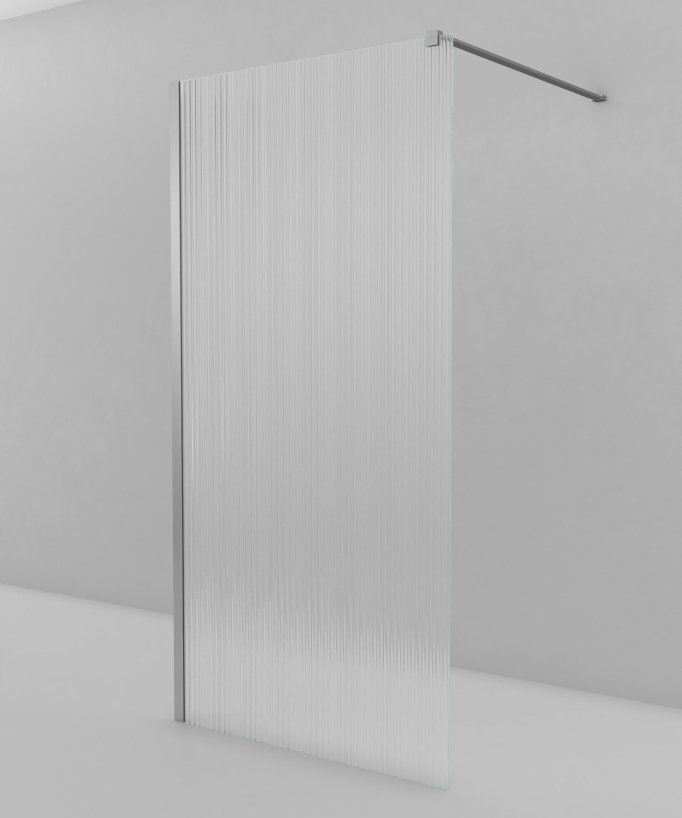 Vizela Fluted Glass Shower Screen - Chrome Finish