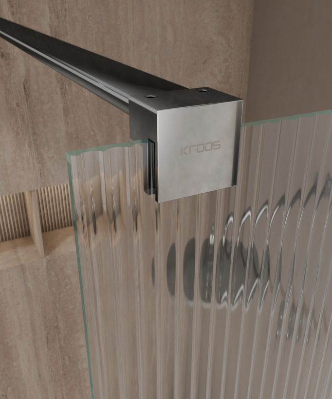 Vizela Fluted Glass Shower Screen - Chrome Finish