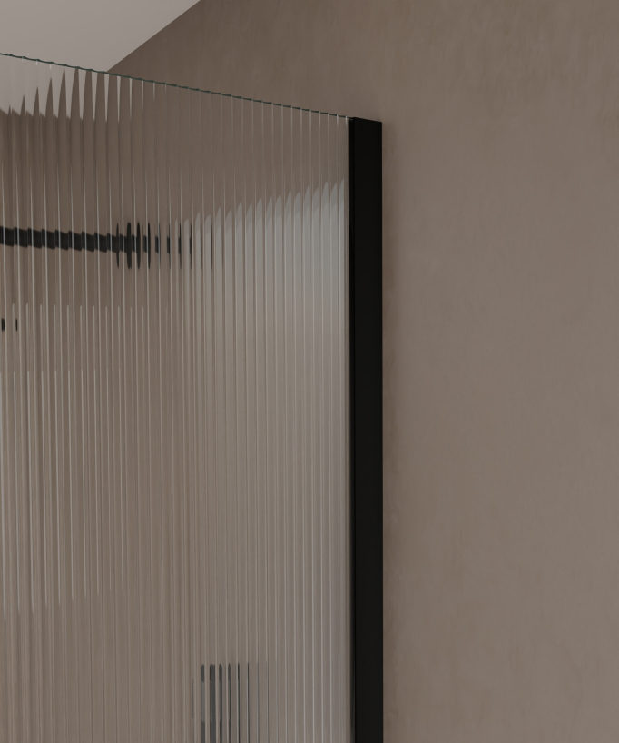 Vizela Fixed Fluted Glass Shower Screen - Black