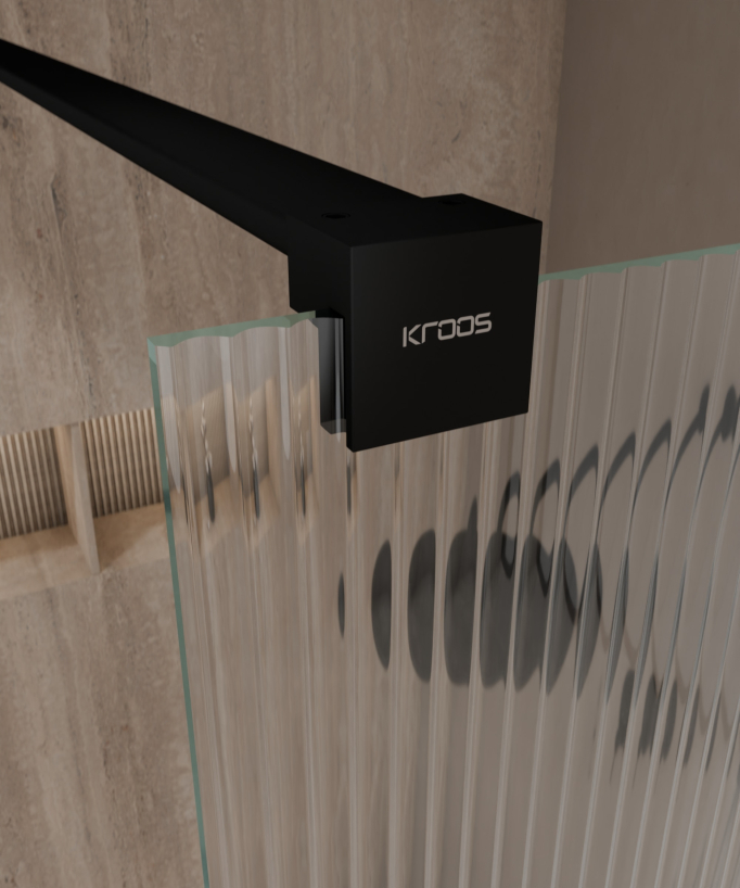 Vizela Fixed Fluted Glass Shower Screen - Black