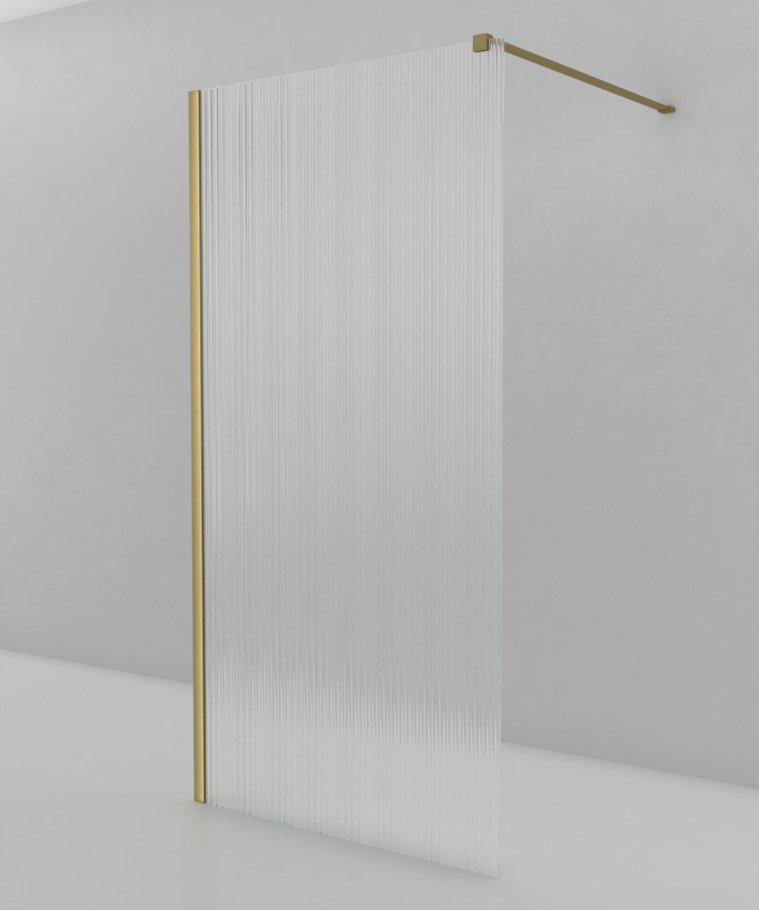 Vizela Walk-in Shower Screen - Brushed Gold Fluted Glass