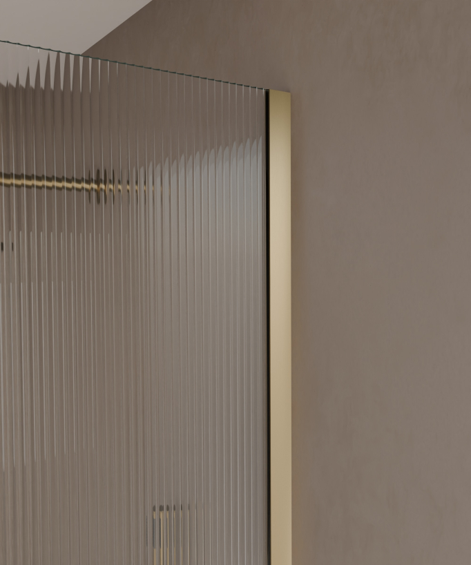 Vizela Walk-in Shower Screen - Brushed Gold Fluted Glass