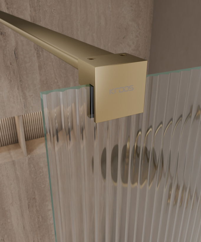 Vizela Walk-in Shower Screen - Brushed Gold Fluted Glass
