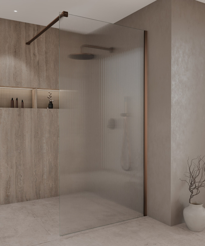 Vizela Fixed Shower Screen - Brushed Rose Gold