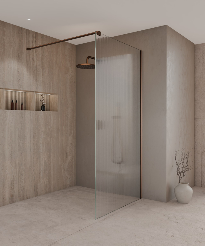 Vizela Fixed Shower Screen - Brushed Rose Gold