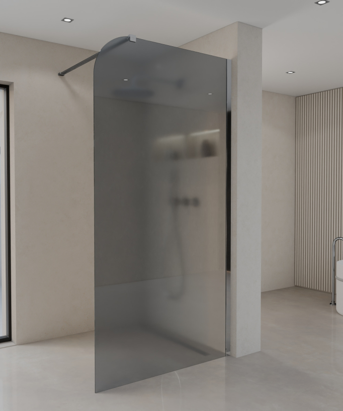 Beja Fixed Smoked Glass Shower Screen with Chrome Profile