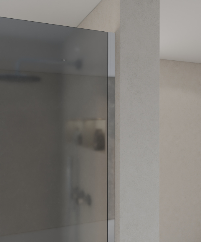 Beja Fixed Smoked Glass Shower Screen with Chrome Profile
