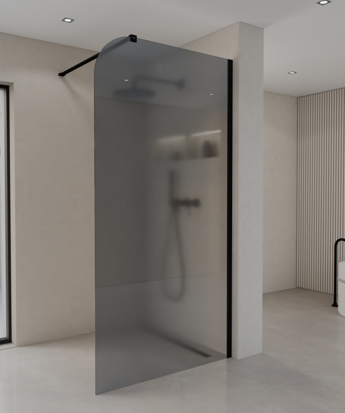 Beja Fixed Black Smoked Glass Shower Screen