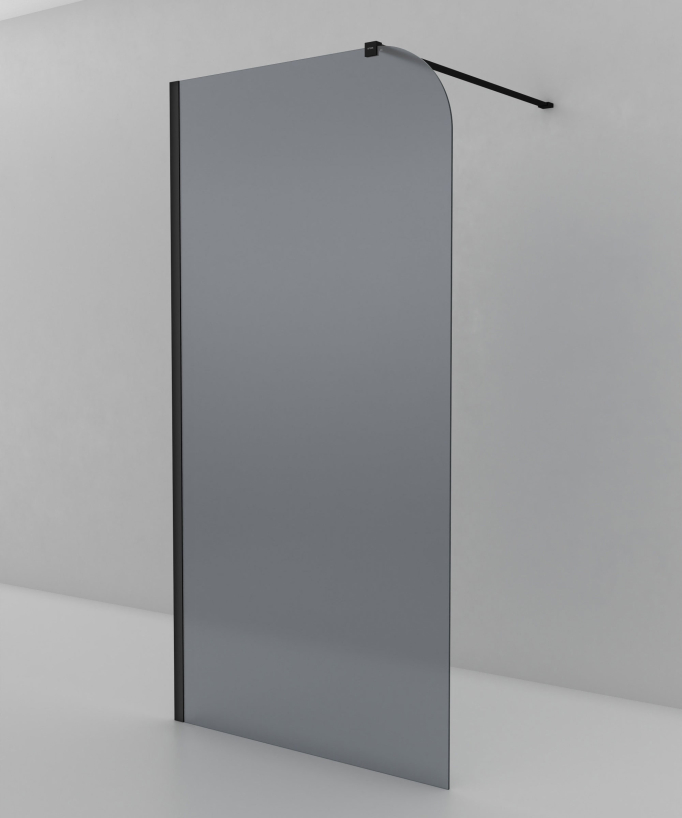 Beja Fixed Black Smoked Glass Shower Screen