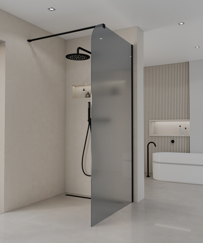Beja Fixed Black Smoked Glass Shower Screen