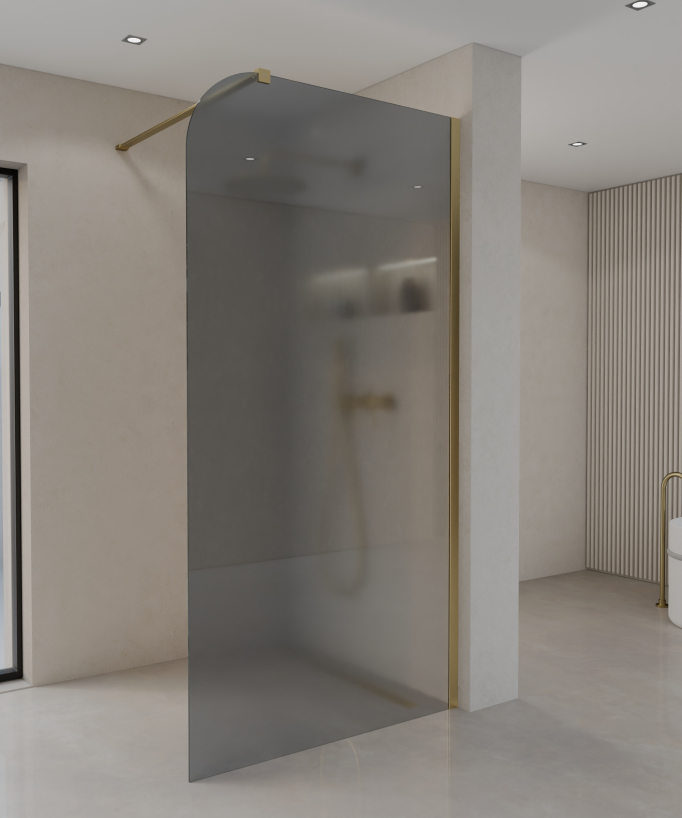 Beja Smoked and Brushed Gold Shower Screen
