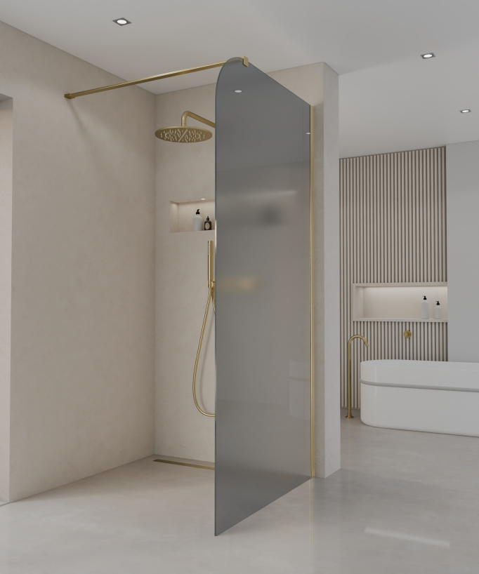 Beja Smoked and Brushed Gold Shower Screen