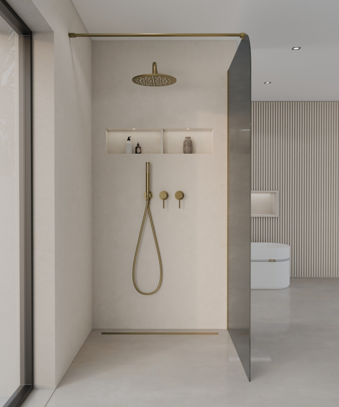 Beja Smoked and Brushed Gold Shower Screen