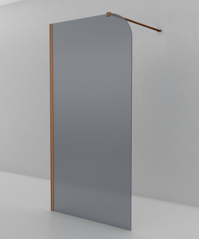 Beja Smoked Glass Shower Screen - Brushed Rose Gold Finish