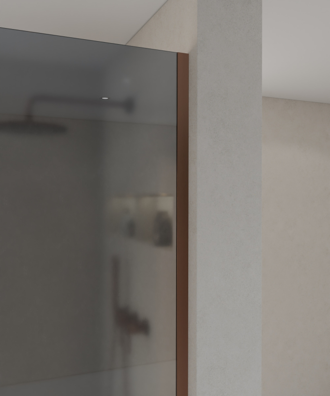 Beja Smoked Glass Shower Screen - Brushed Rose Gold Finish
