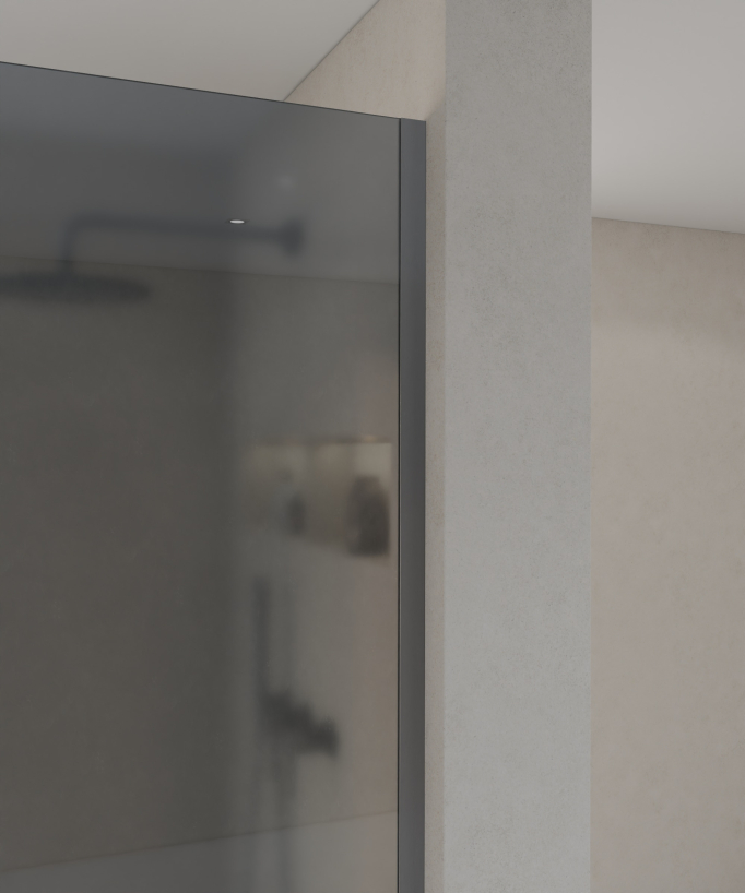 Beja Fixed Smoked Glass Shower Screen with Gunmetal Profile