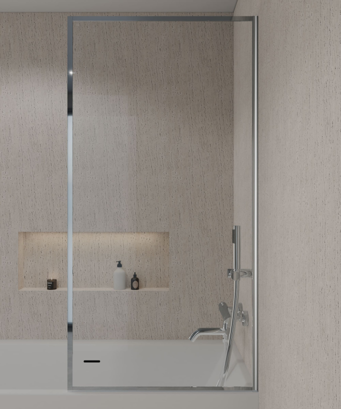 Guadra Fixed Bath Screen - Chrome Frame