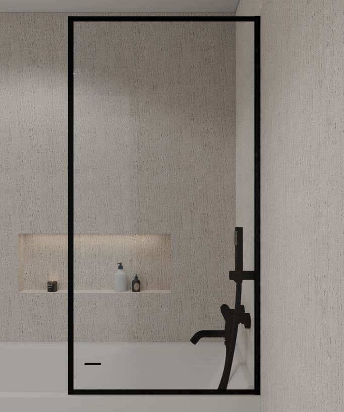 Guadra Fixed Bath Screen - Black