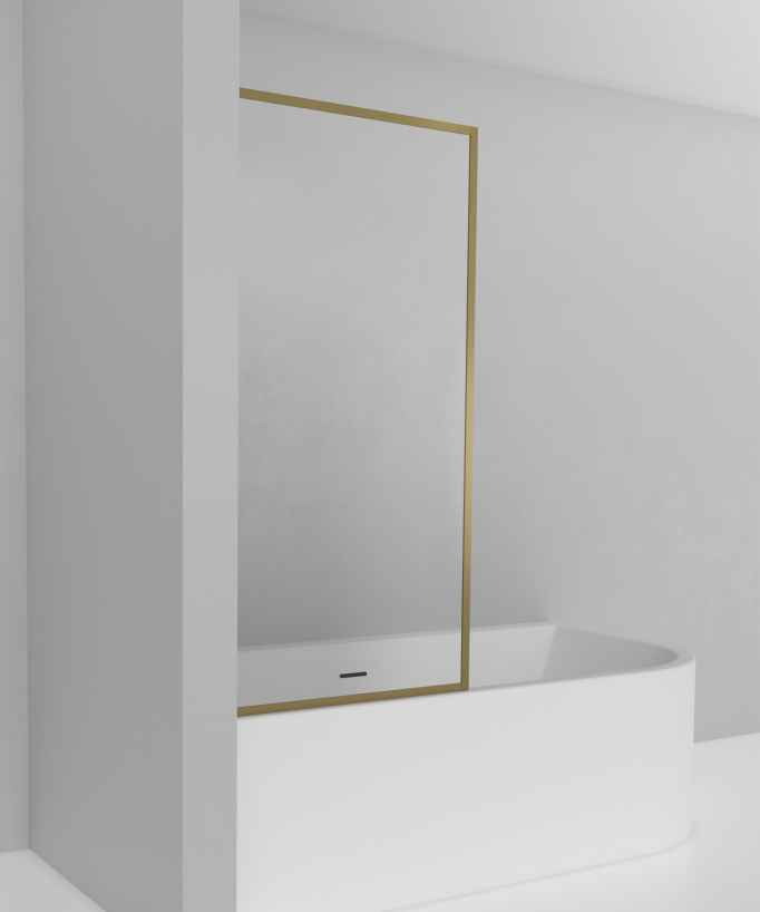 Guadra Fixed Bath Screen - Brushed Gold - 70 or 80 cm