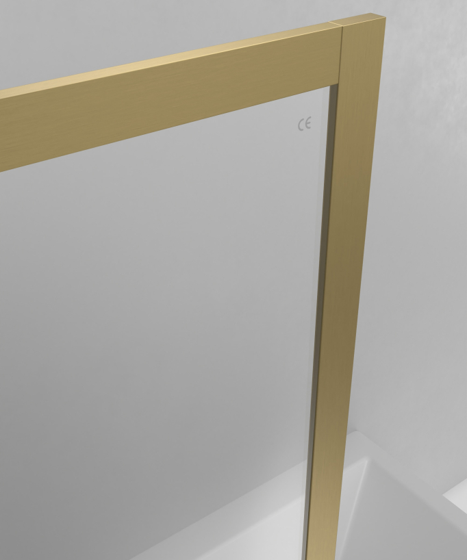 Guadra Fixed Bath Screen - Brushed Gold - 70 or 80 cm