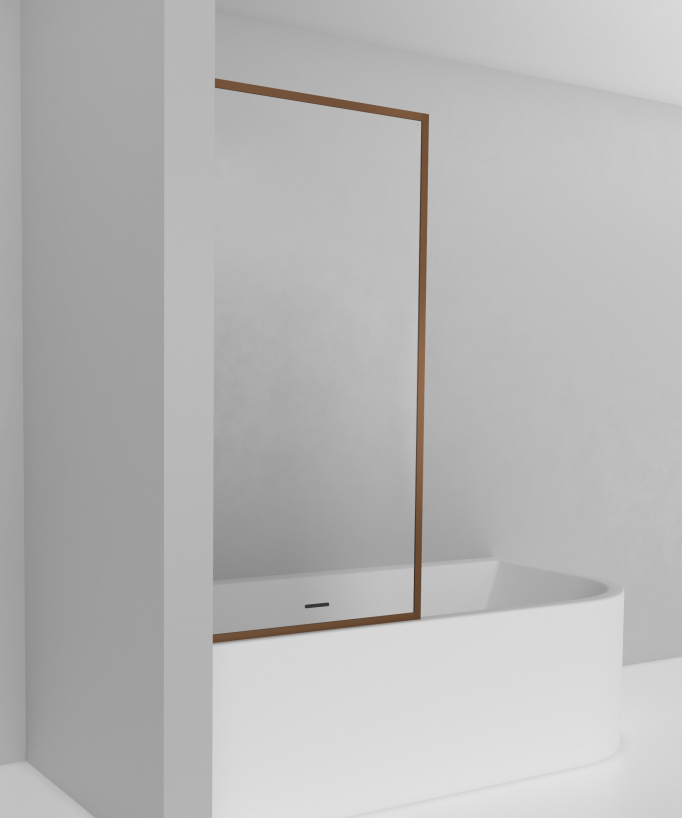 Guadra Fixed Bath Screen - Brushed Rose Gold