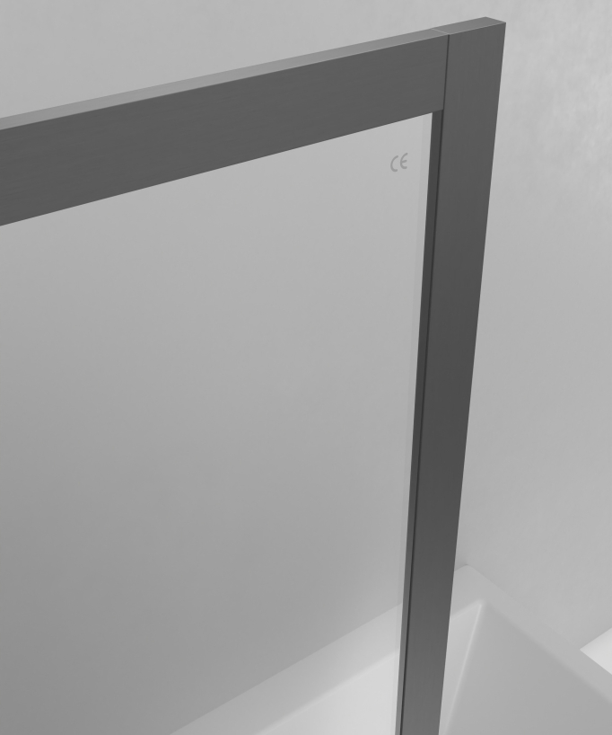 Guadra Fixed Bath Screen - Gunmetal Frame