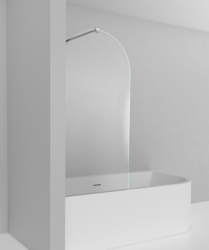 Leira Fixed Bath Screen - Chrome - 70 x 140 cm