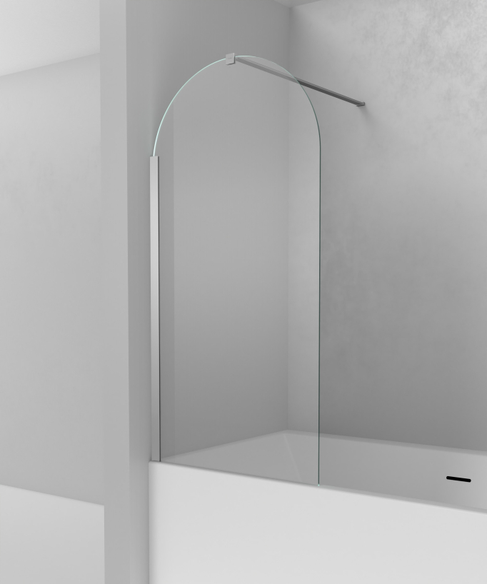 Leira Fixed Bath Screen - Chrome - 70 x 140 cm