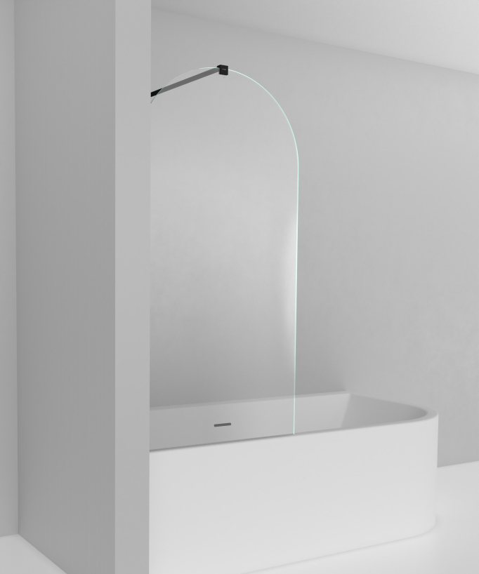 Leira Fixed Bath Screen - Black - 70 x 140 cm