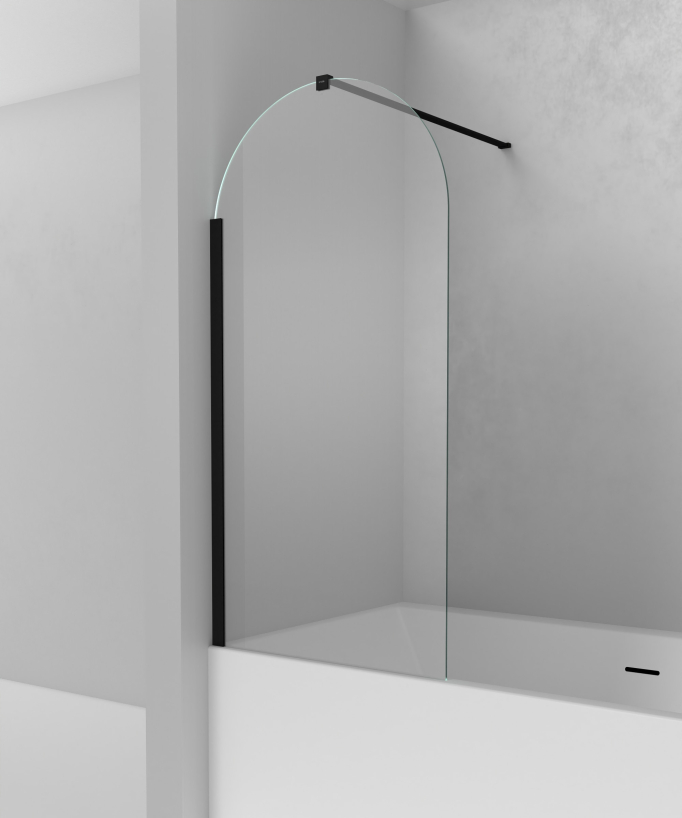 Leira Fixed Bath Screen - Black - 70 x 140 cm